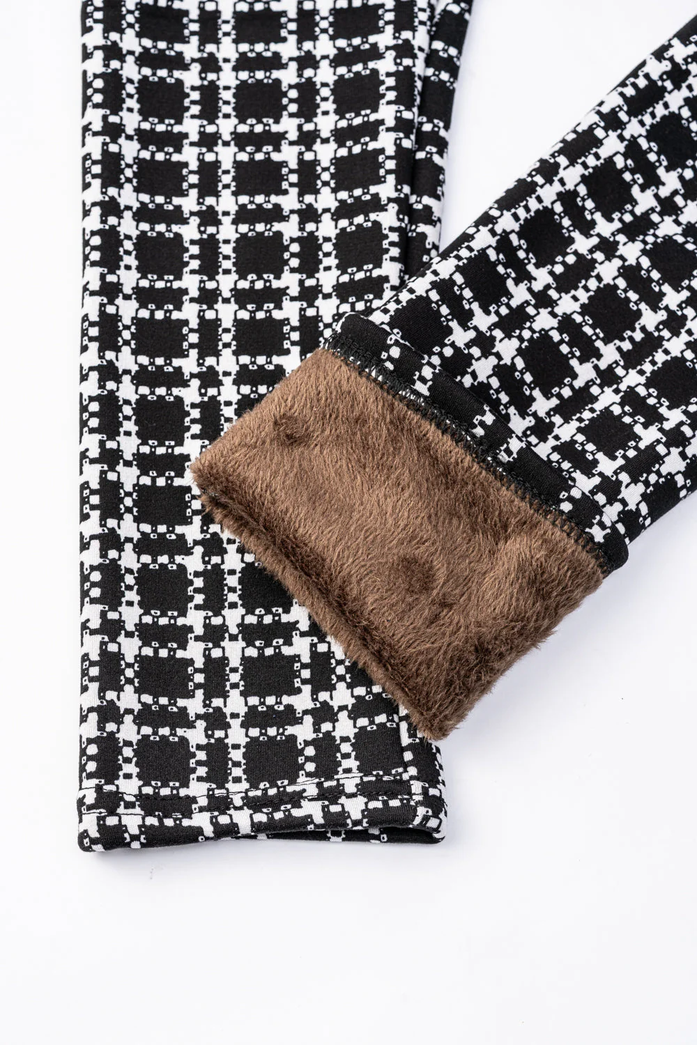 B&W Plaid Checks - Cozy Lined Leggings - Image 8
