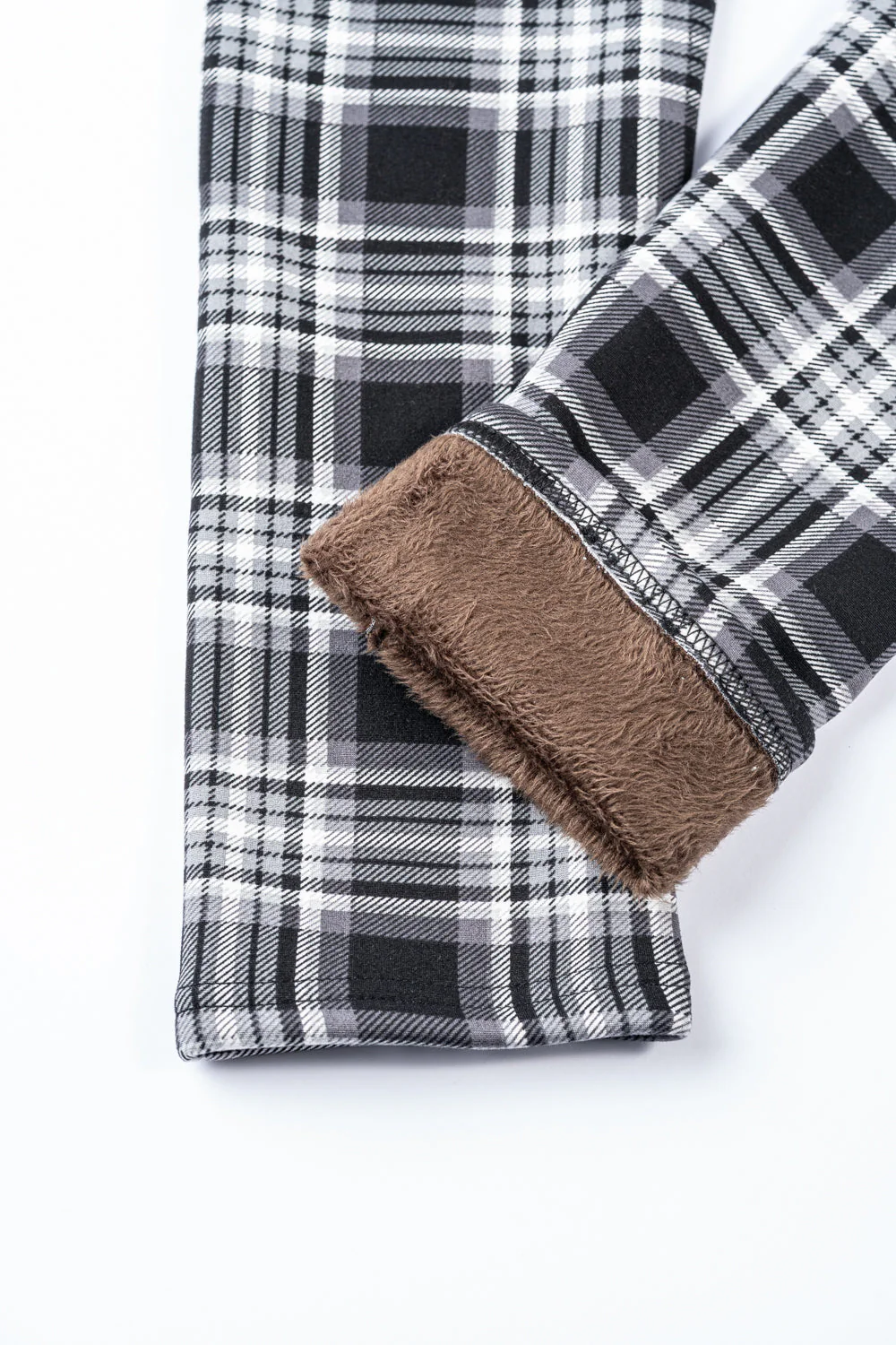 Black & White Tartan - Cozy Lined Leggings - Image 8