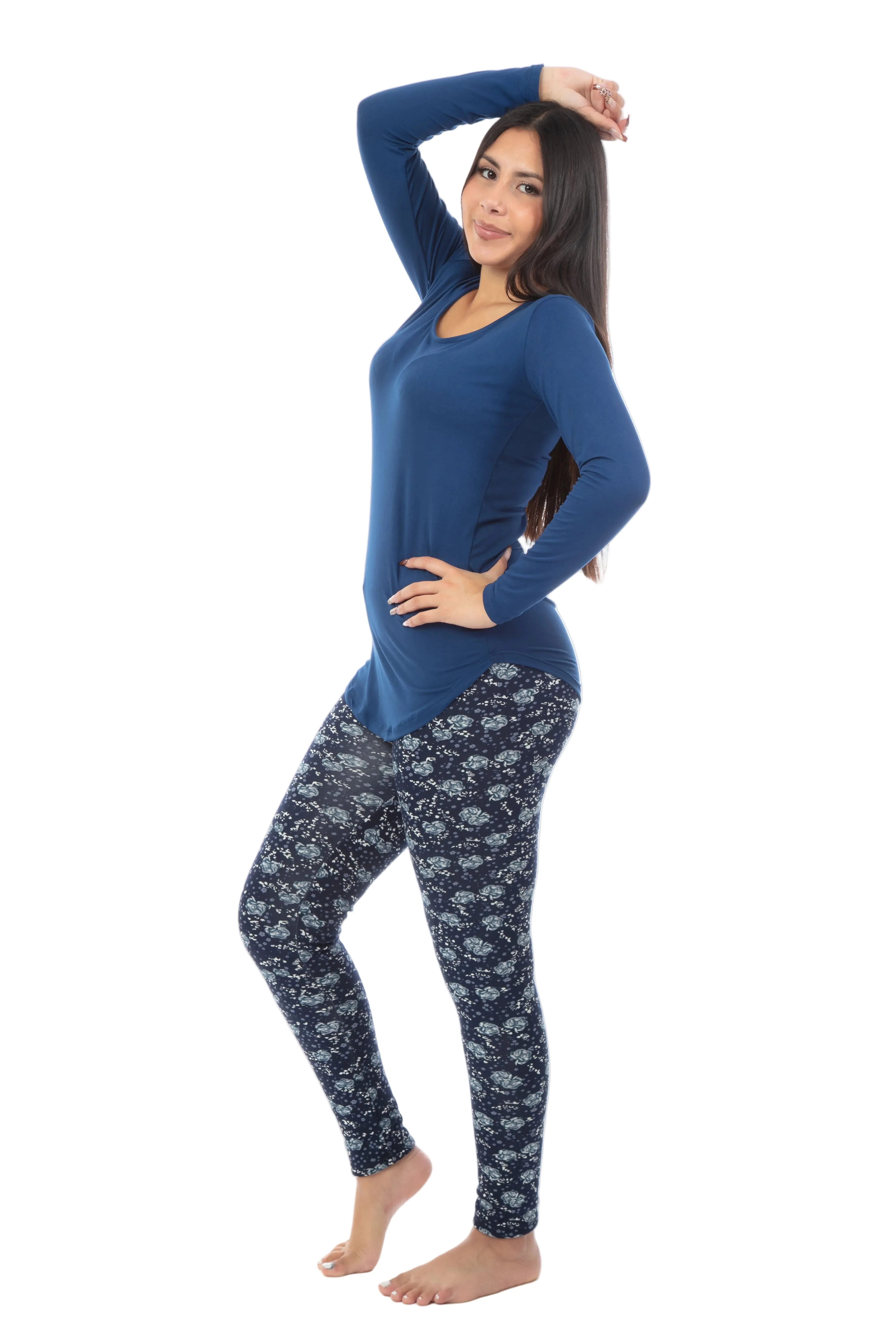 Blue Rose - Cozy Lined Leggings - Image 3