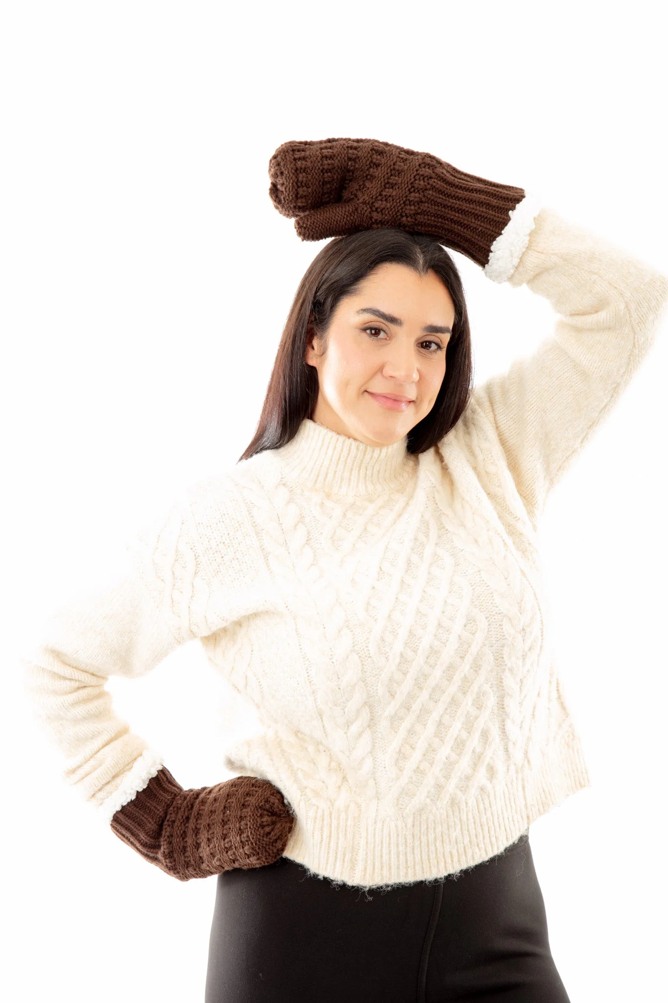 Brown - Cozy Lined Mittens - Image 5
